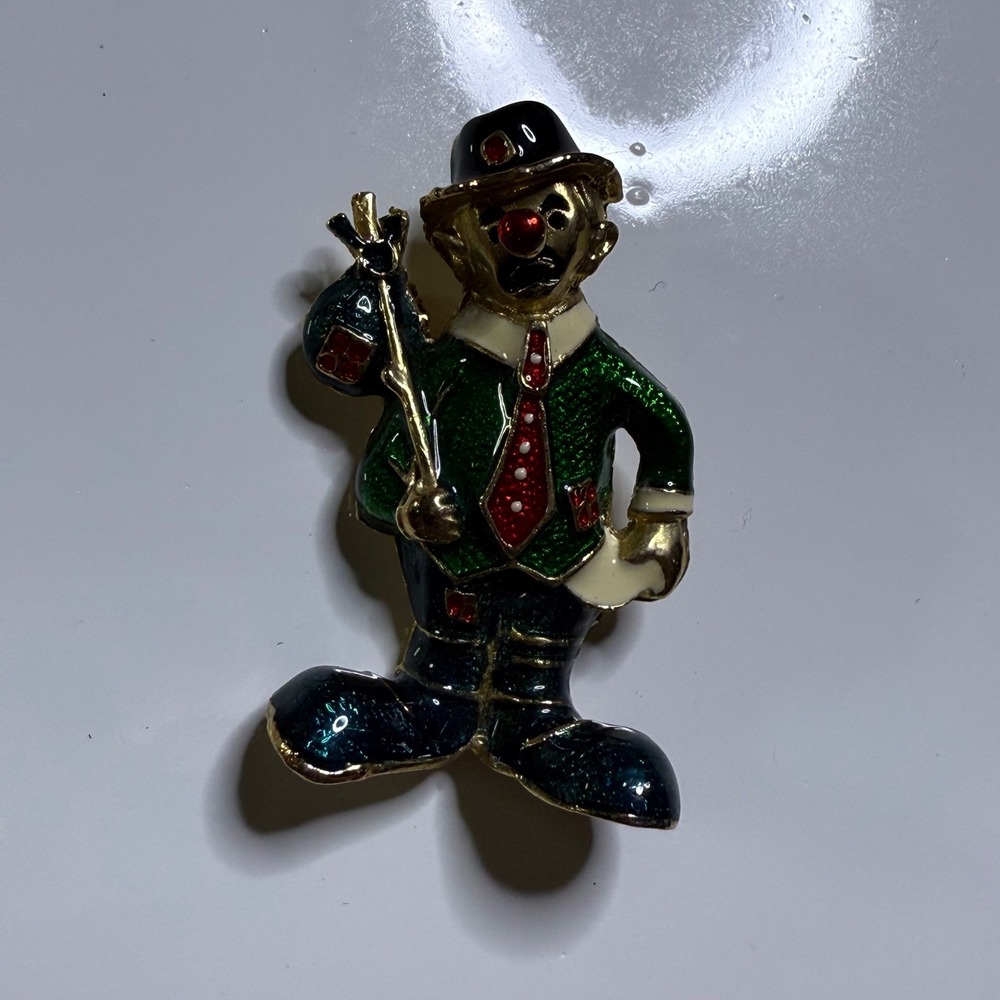 Clown‎ Brooch Figural Hobo Enamel Pin Costume Jewelry